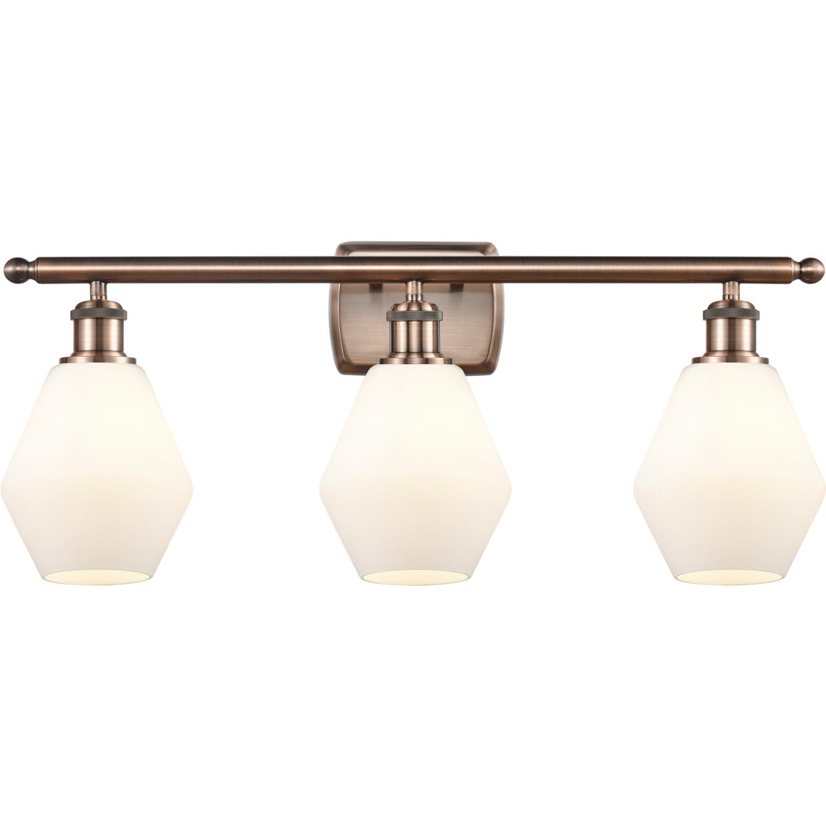 Innovations Lighting 516-3W-AC-G651-6-LED Ballston Cindyrella LED 26 inch Antique Copper Bath Vanity Light Wall Light in Matte White Glass