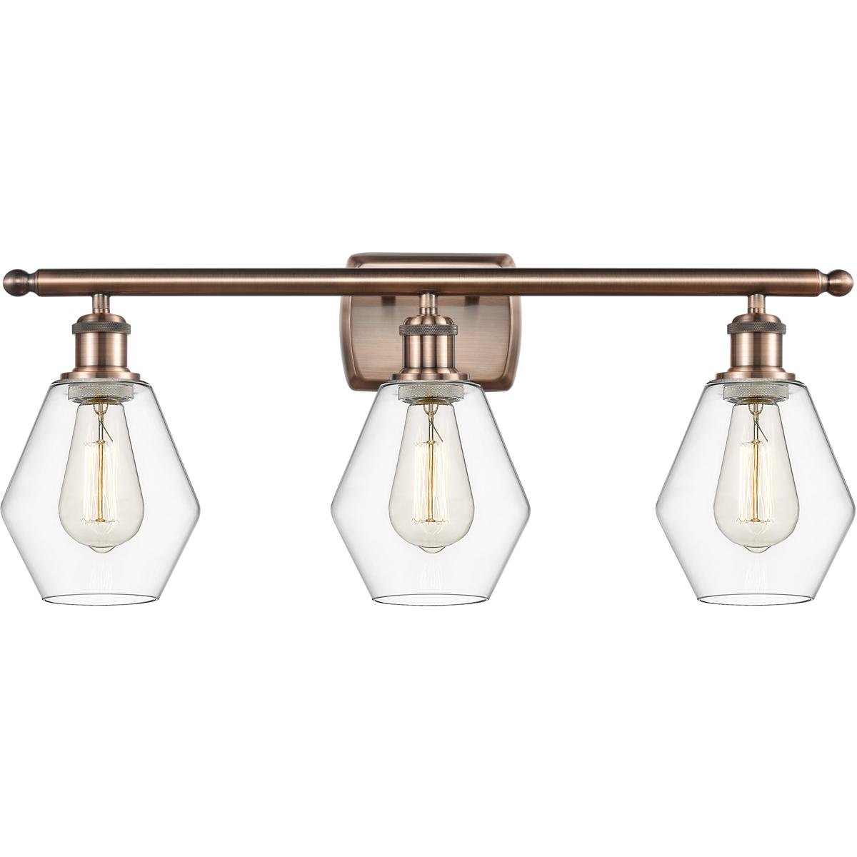 Innovations Lighting 516-3W-AC-G652-6 Ballston Cindyrella 3 Light 26 inch Antique Copper Bath Vanity Light Wall Light in Incandescent, Clear Glass