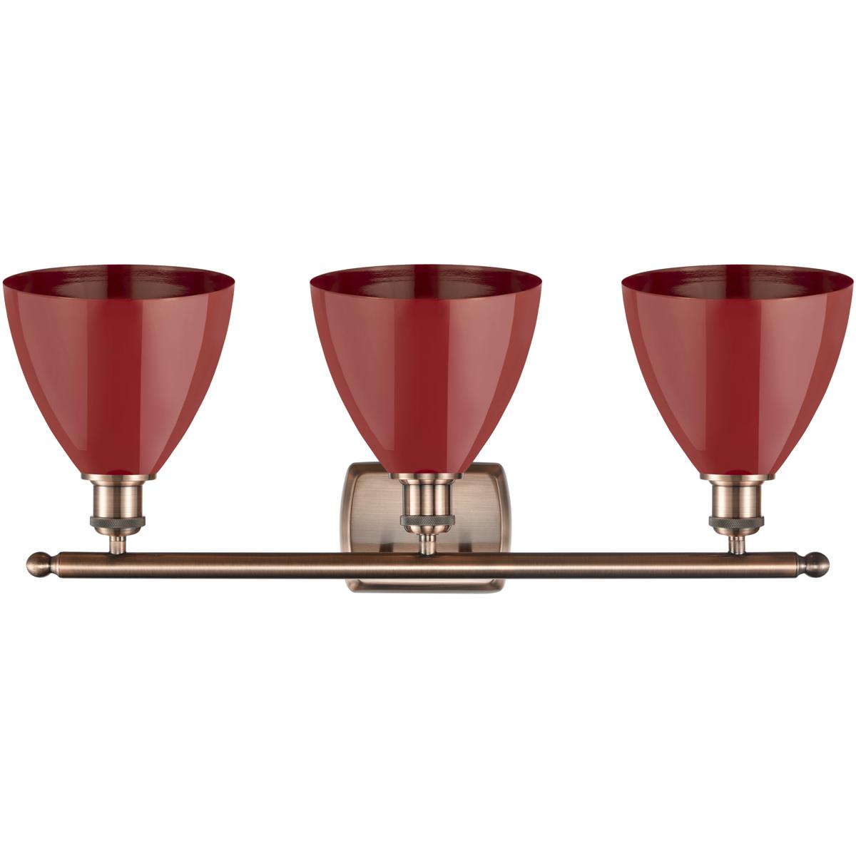 Innovations Lighting 516-3W-AC-MBD-75-RD Ballston Plymouth Dome 3 Light 28 inch Antique Copper Bath Vanity Light Wall Light in Matte Red