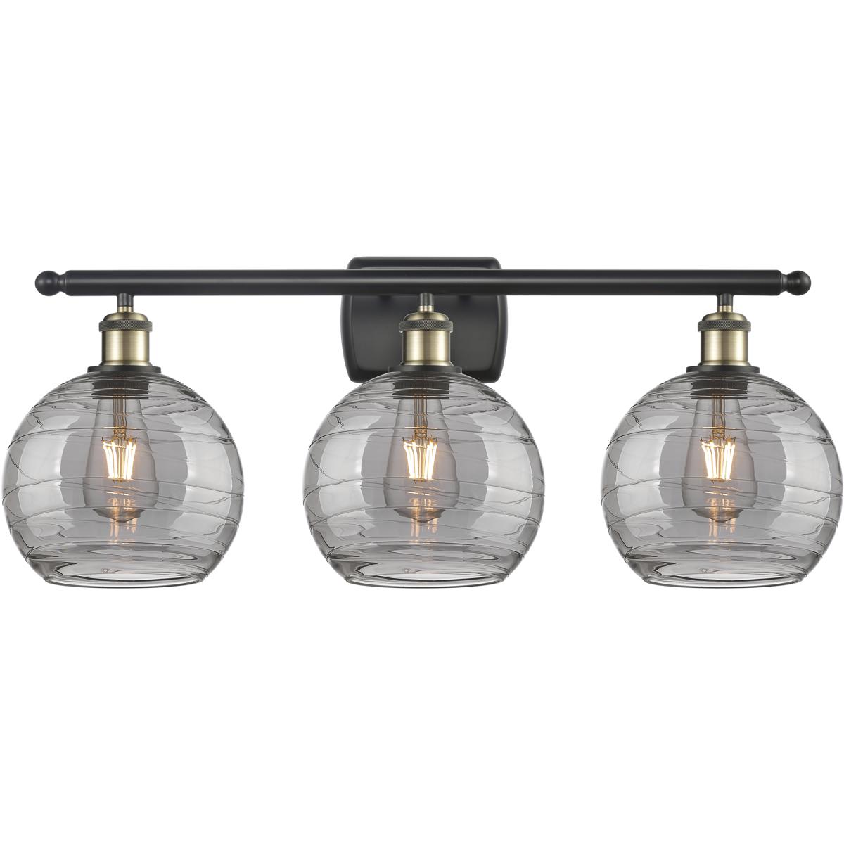 Innovations Lighting 516-3W-BAB-G1213-8SM Ballston Athens Deco Swirl 3 Light 28 inch Black Antique Brass Bath Vanity Light Wall Light