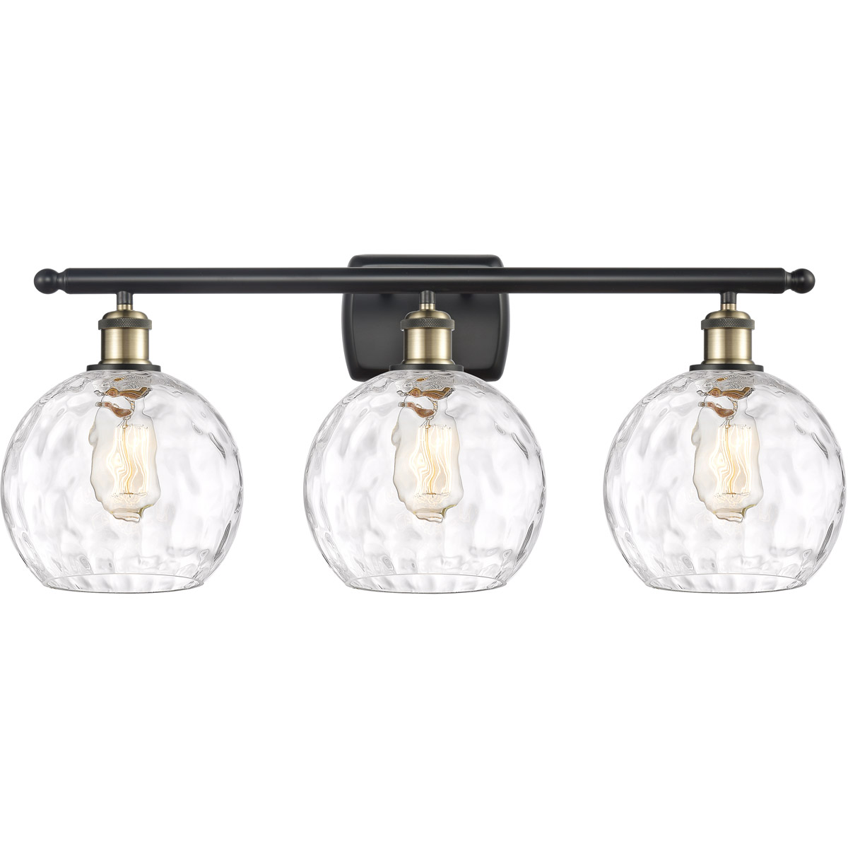Innovations Lighting 516-3W-BAB-G1215-8 Ballston Athens Water Glass 3 Light 26 inch Black Antique Brass Bath Vanity Light Wall Light