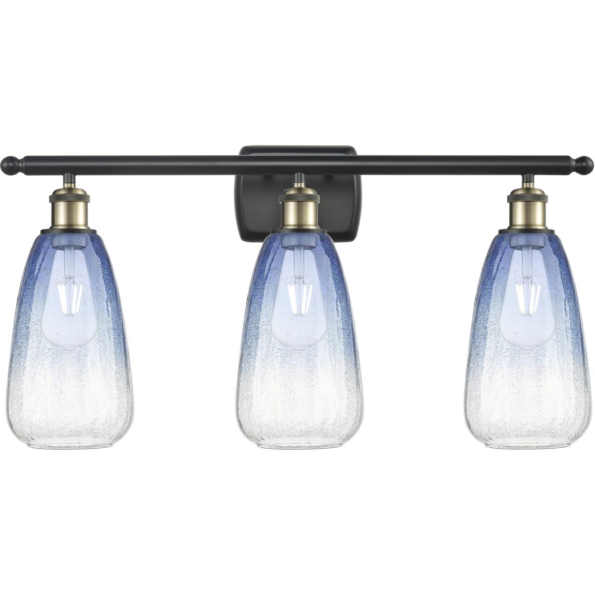 Innovations Lighting 516-3W-BAB-G480-6SB Ballston Brookhaven Almond 3 Light 26 inch Black Antique Brass Bath Vanity Light Wall Light in Sapphire Blue