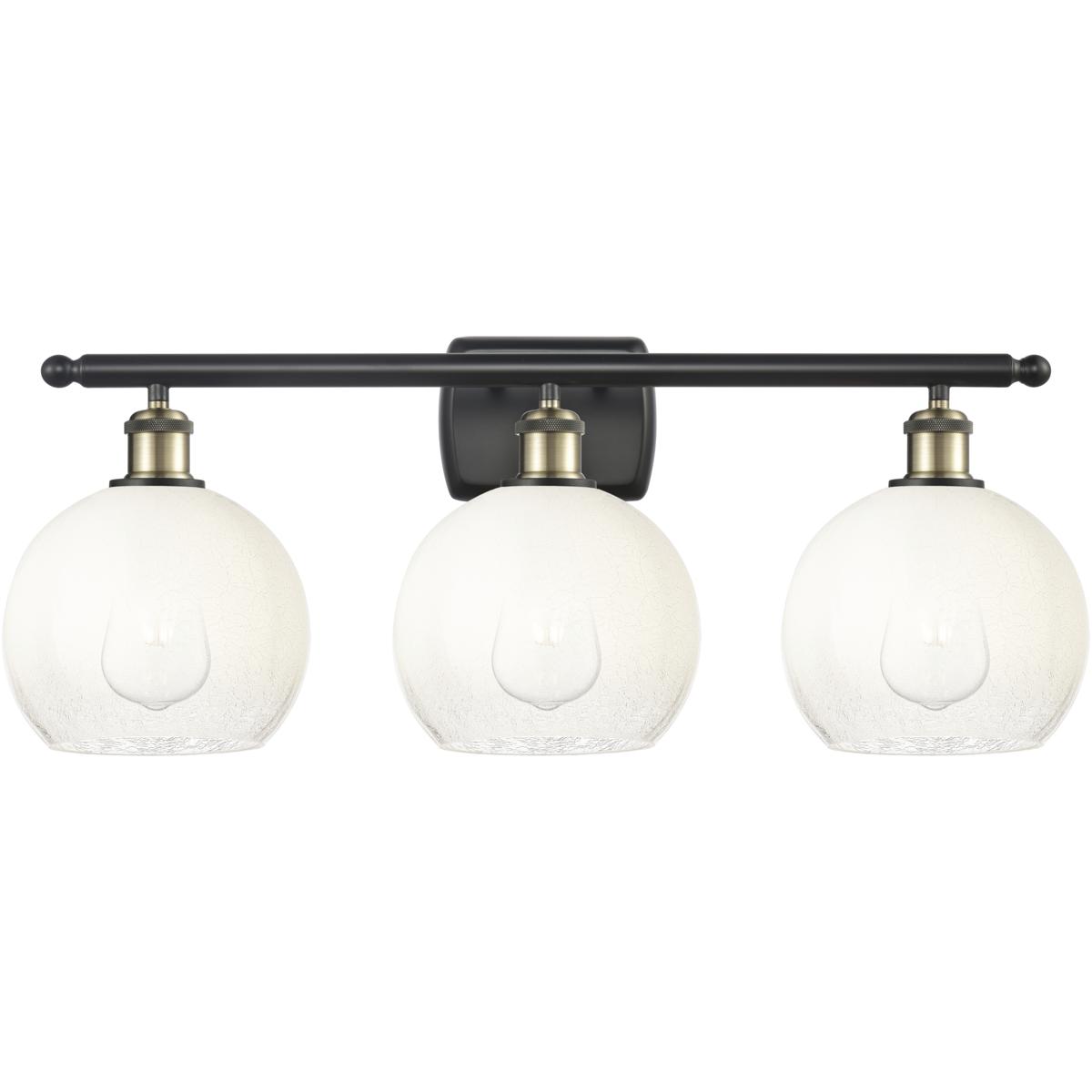 Innovations Lighting 516-3W-BAB-G483-8OP Ballston Brookhaven Globe 3 Light 28 inch Black Antique Brass Bath Vanity Light Wall Light in Opal Glass