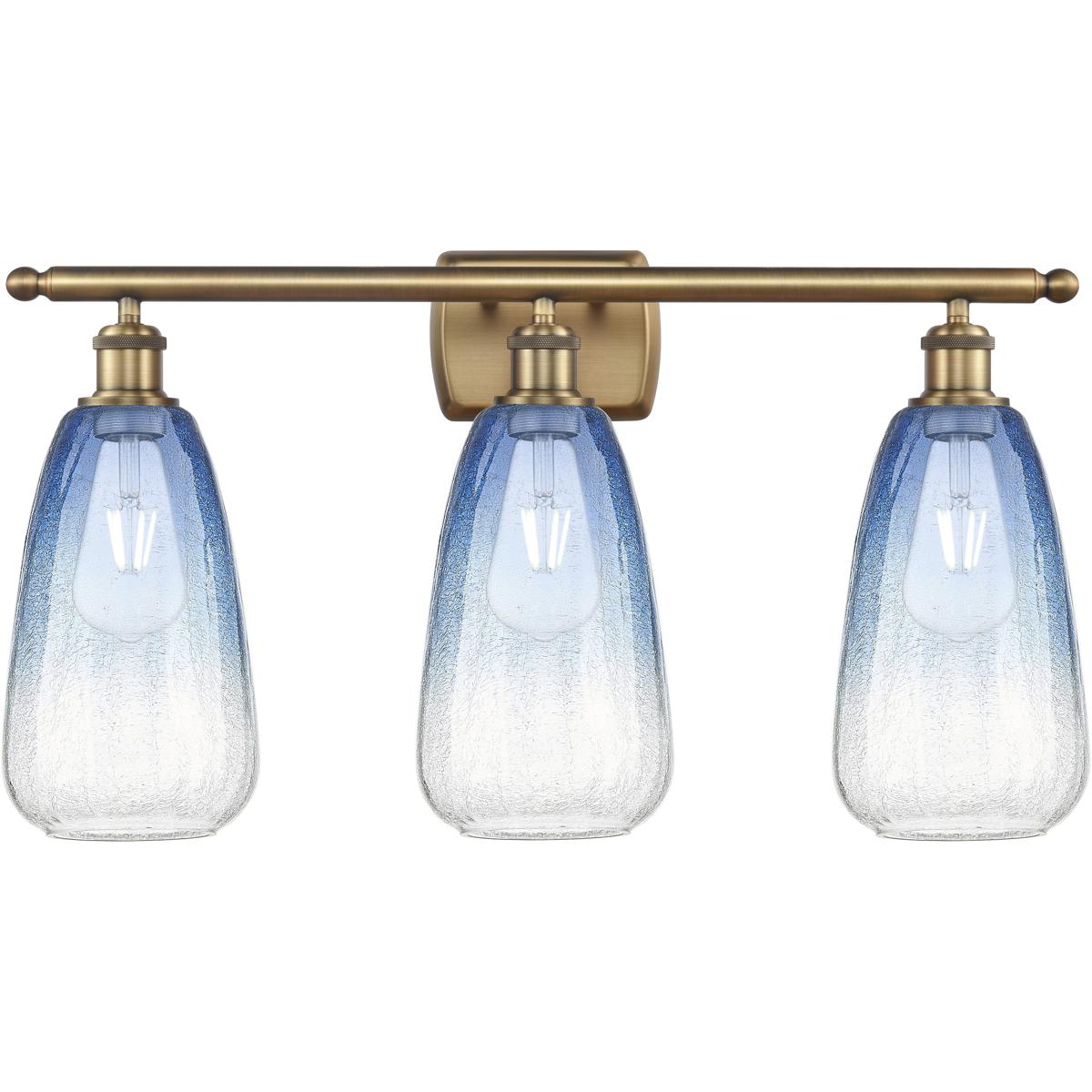Innovations Lighting 516-3W-BB-G480-6SB Ballston Brookhaven Almond 3 Light 26 inch Brushed Brass Bath Vanity Light Wall Light in Sapphire Blue Glass