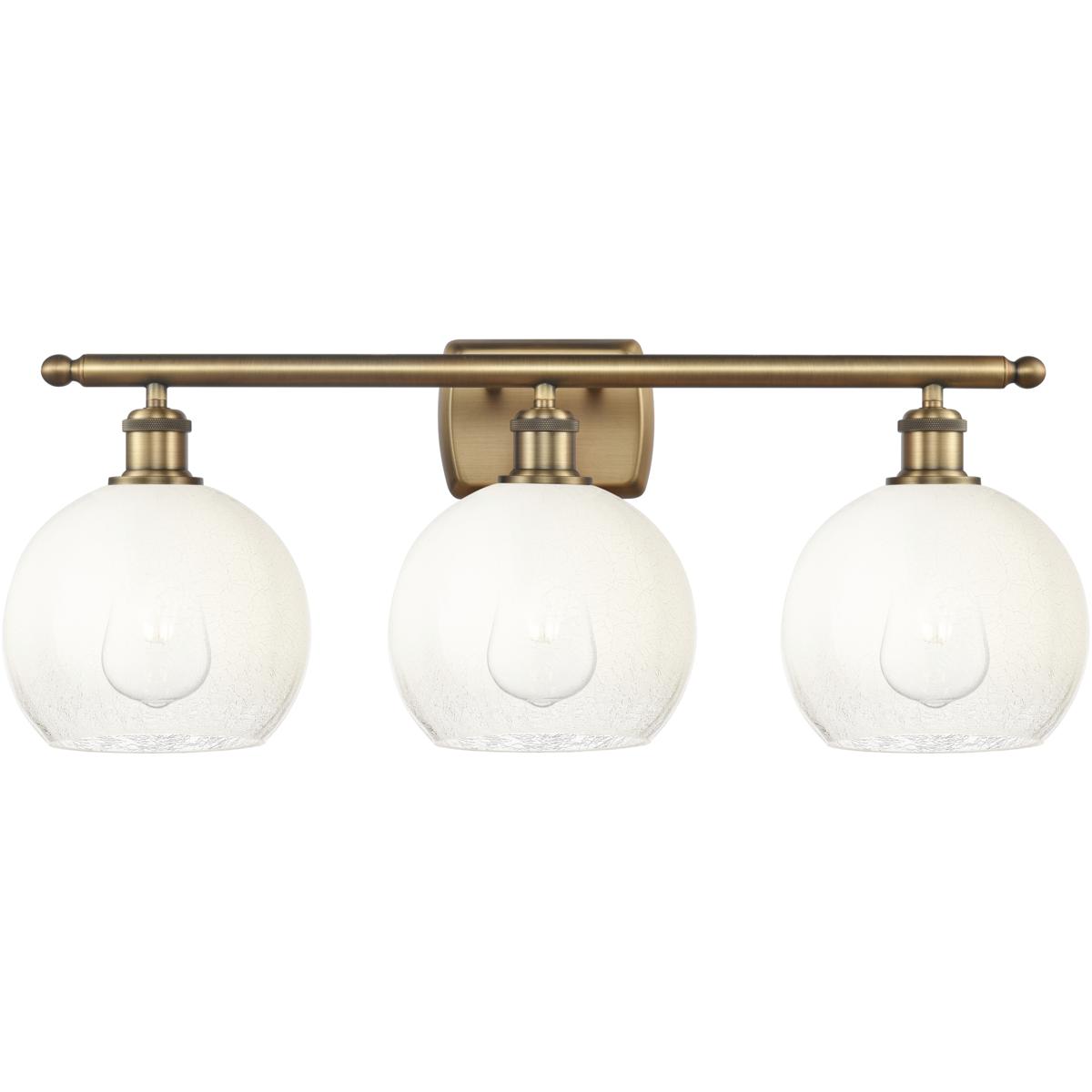 Innovations Lighting 516-3W-BB-G483-8OP Ballston Brookhaven Globe 3 Light 28 inch Brushed Brass Bath Vanity Light Wall Light in Opal Glass