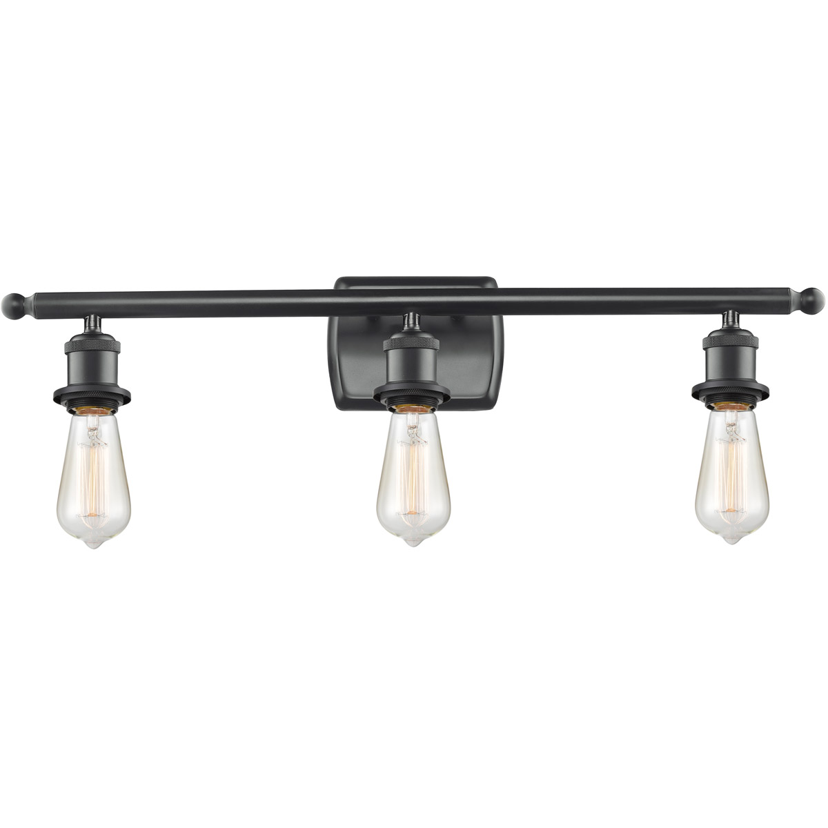 Innovations Lighting Bruno Marashlian Bare Bulb 26 Inch 3 Light Bath Vanity Light Bare Bulb - 516-3W-BK - Restoration-Vintage