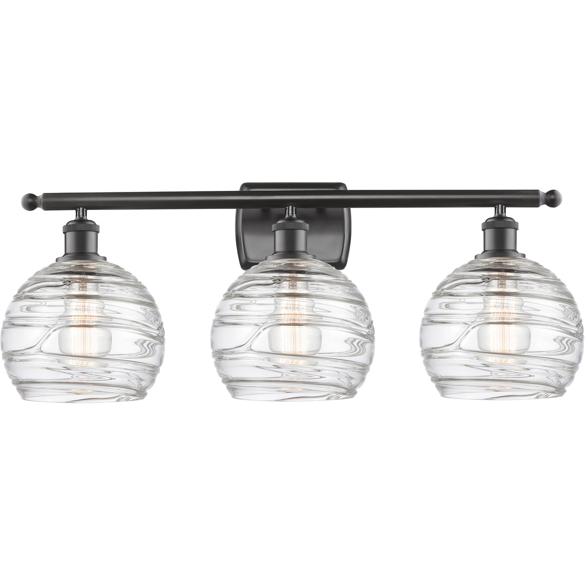 Innovations Lighting Bruno Marashlian Athens Deco Swirl 28 Inch Bath Vanity Light Athens Deco Swirl - 516-3W-OB-G1213-8 - Industrial