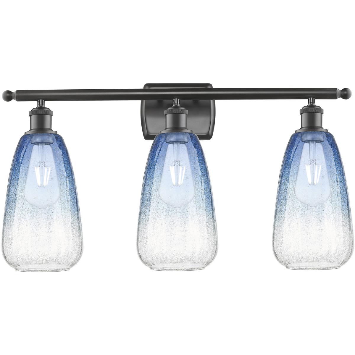 Innovations Lighting 516-3W-OB-G480-6SB Ballston Brookhaven Almond 3 Light 26 inch Oil Rubbed Bronze Bath Vanity Light Wall Light in Sapphire Blue Gla