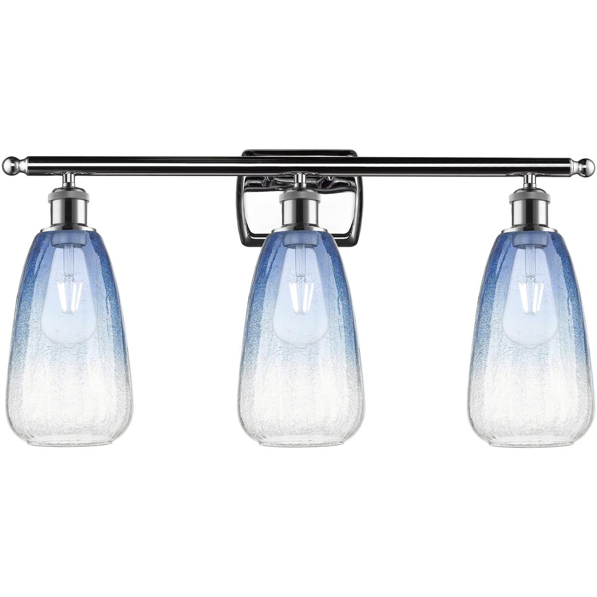 Innovations Lighting 516-3W-PC-G480-6SB Ballston Brookhaven Almond 3 Light 26 inch Polished Chrome Bath Vanity Light Wall Light in Sapphire Blue Glass