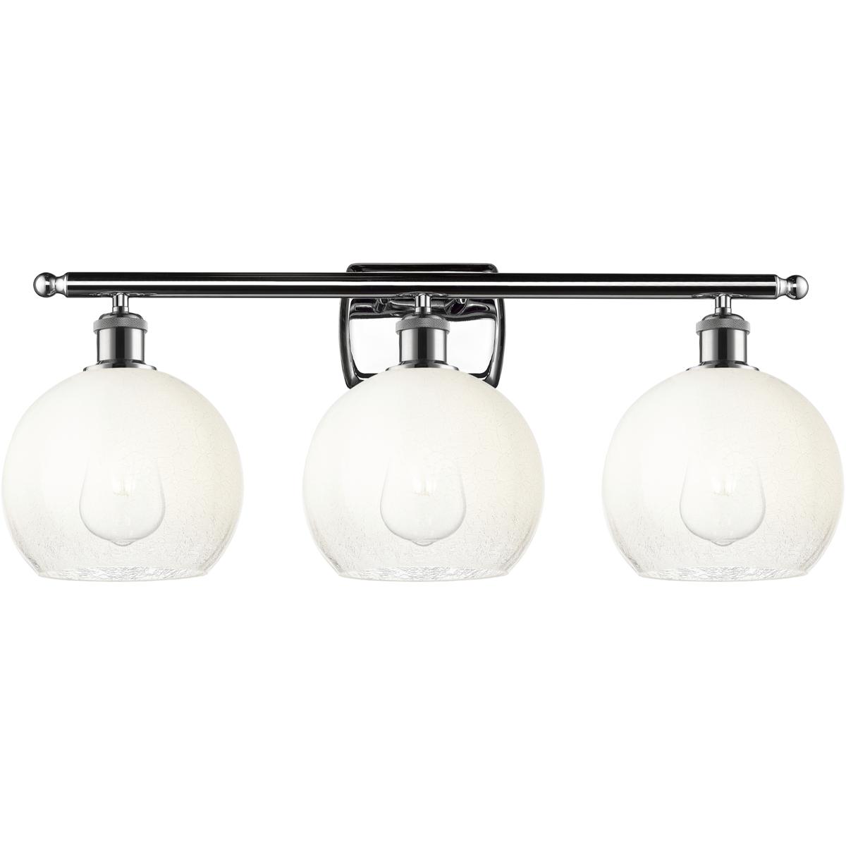 Innovations Lighting 516-3W-PC-G483-8OP Ballston Brookhaven Globe 3 Light 28 inch Polished Chrome Bath Vanity Light Wall Light in Opal Glass
