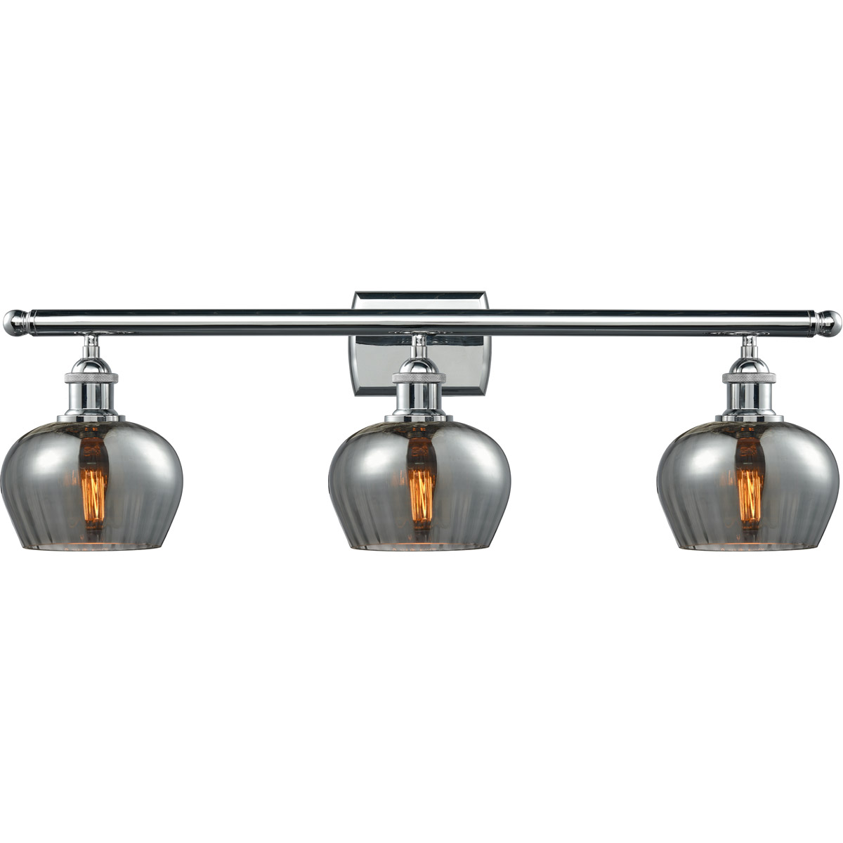 Innovations Lighting 516-3W-PC-G93 Ballston Fenton 3 Light 26 inch Polished Chrome Bath Vanity Light Wall Light in Plated Smoke Glass, Ballston