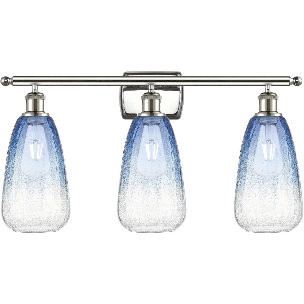Innovations Lighting 516-3W-PN-G480-6SB Ballston Brookhaven Almond 3 Light 26 inch Polished Nickel Bath Vanity Light Wall Light in Sapphire Blue Glass