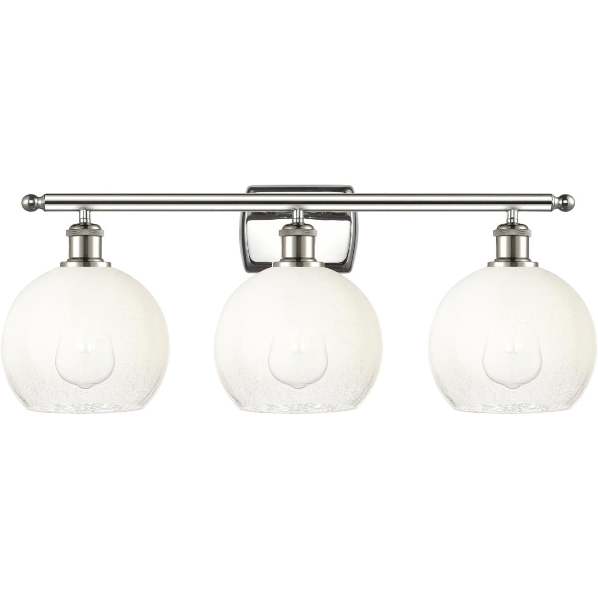 Innovations Lighting 516-3W-PN-G483-8OP Ballston Brookhaven Globe 3 Light 28 inch Polished Nickel Bath Vanity Light Wall Light in Opal Glass