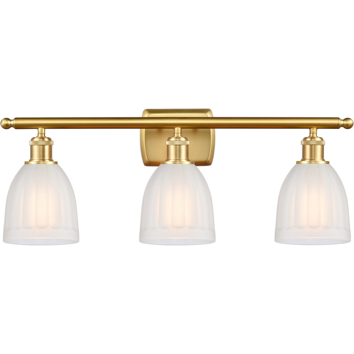 Innovations Lighting 516-3W-SG-G441-LED Ballston Brookfield LED 26 inch Satin Gold Bath Vanity Light Wall Light in White Glass, Ballston