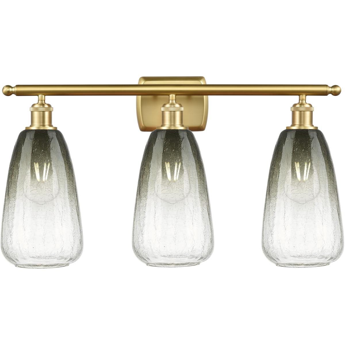 Innovations Lighting 516-3W-SG-G480-6SL Ballston Brookhaven Almond 3 Light 26 inch Satin Gold Bath Vanity Light Wall Light in Slate Glass