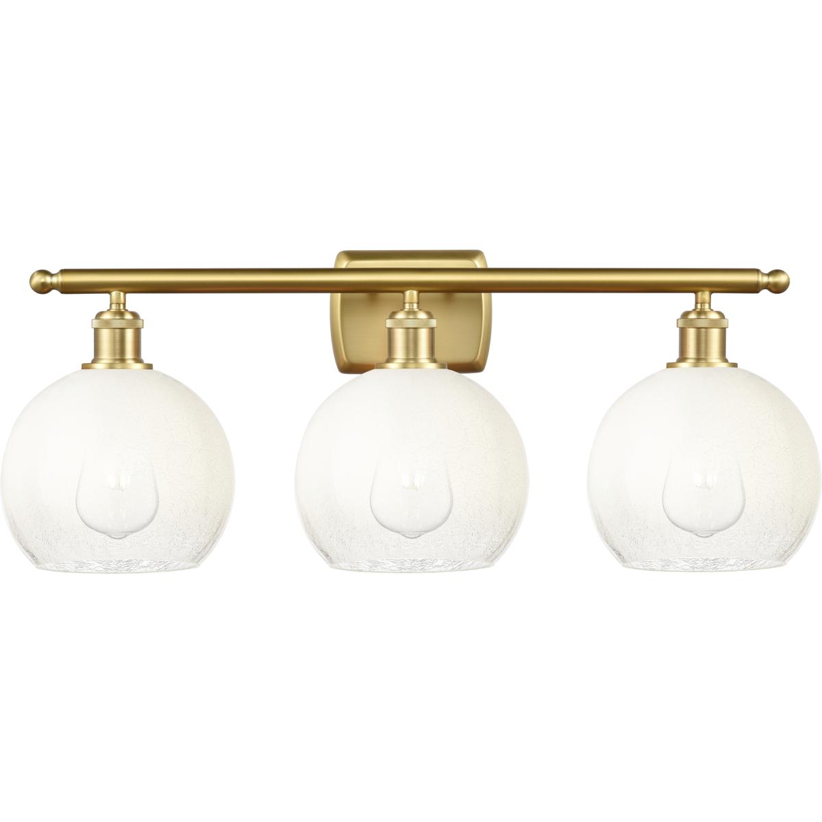Innovations Lighting 516-3W-SG-G483-8OP Ballston Brookhaven Globe 3 Light 28 inch Satin Gold Bath Vanity Light Wall Light in Opal Glass