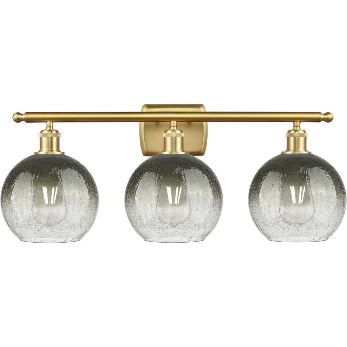 Innovations Lighting 516-3W-SG-G483-8SL Ballston Brookhaven Globe 3 Light 28 inch Satin Gold Bath Vanity Light Wall Light in Slate Glass