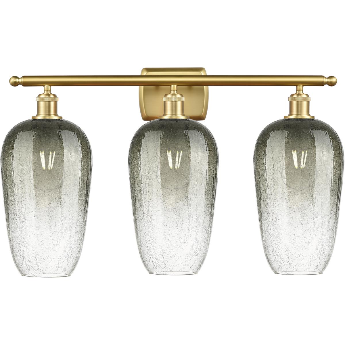 Innovations Lighting 516-3W-SG-G484-7SL Ballston Brookhaven Flute 3 Light 27 inch Satin Gold Bath Vanity Light Wall Light in Slate Glass