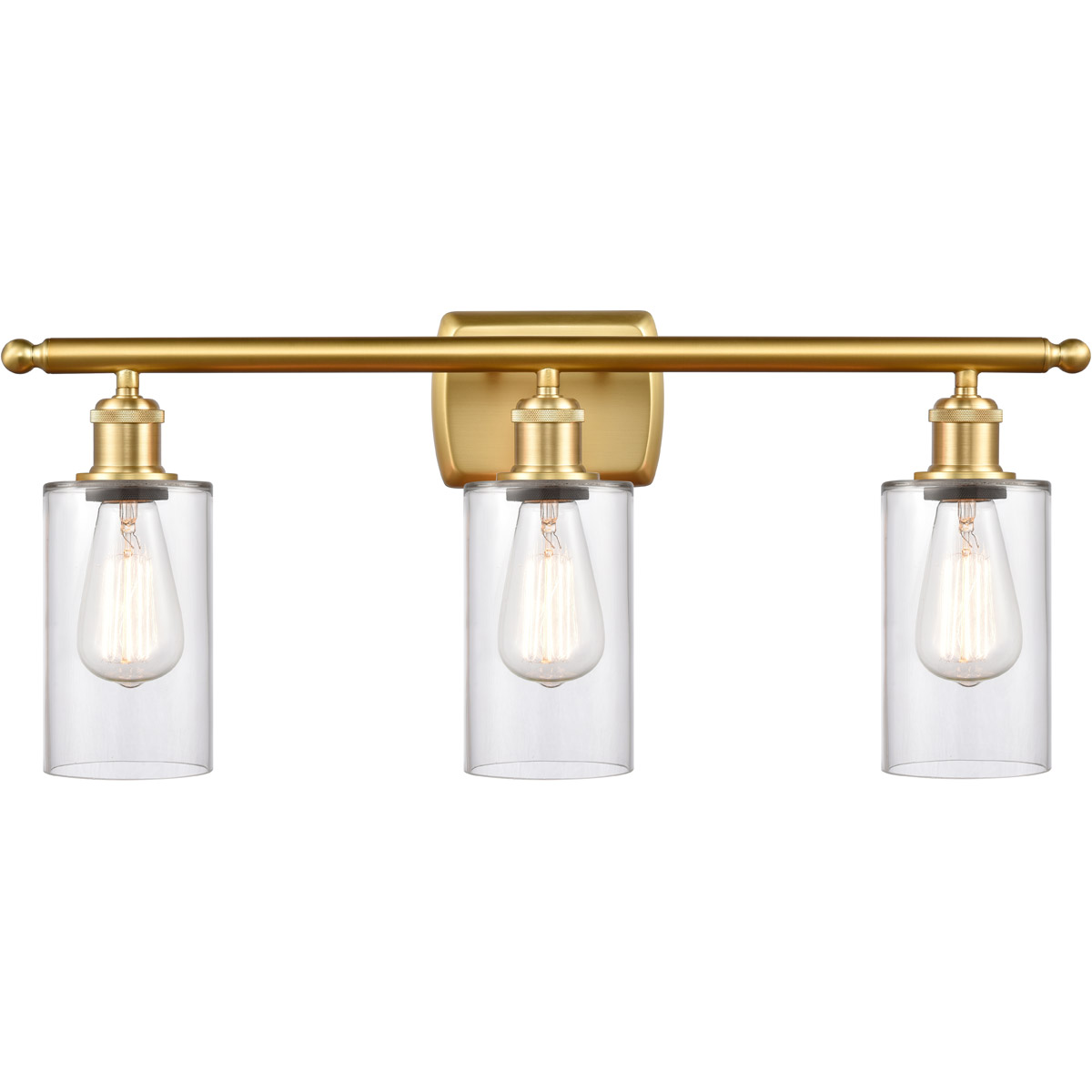 Innovations Lighting 516-3W-SG-G802-LED Ballston Clymer LED 26 inch Satin Gold Bath Vanity Light Wall Light in Clear Glass, Ballston