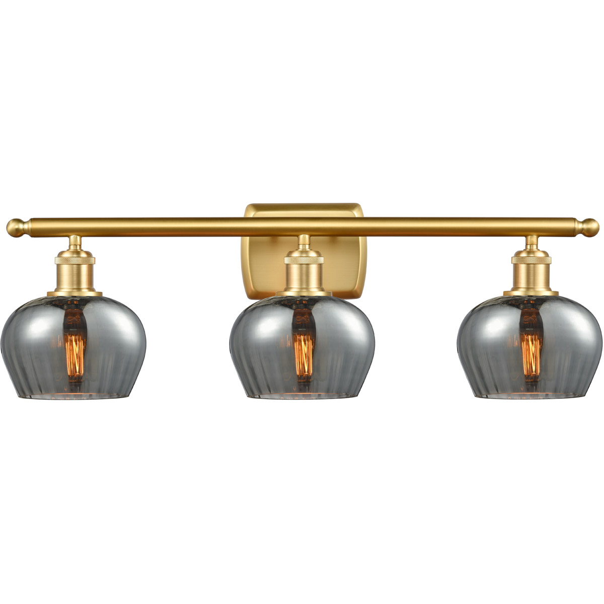 Innovations Lighting 516-3W-SG-G93 Ballston Fenton 3 Light 26 inch Satin Gold Bath Vanity Light Wall Light in Plated Smoke Glass, Ballston