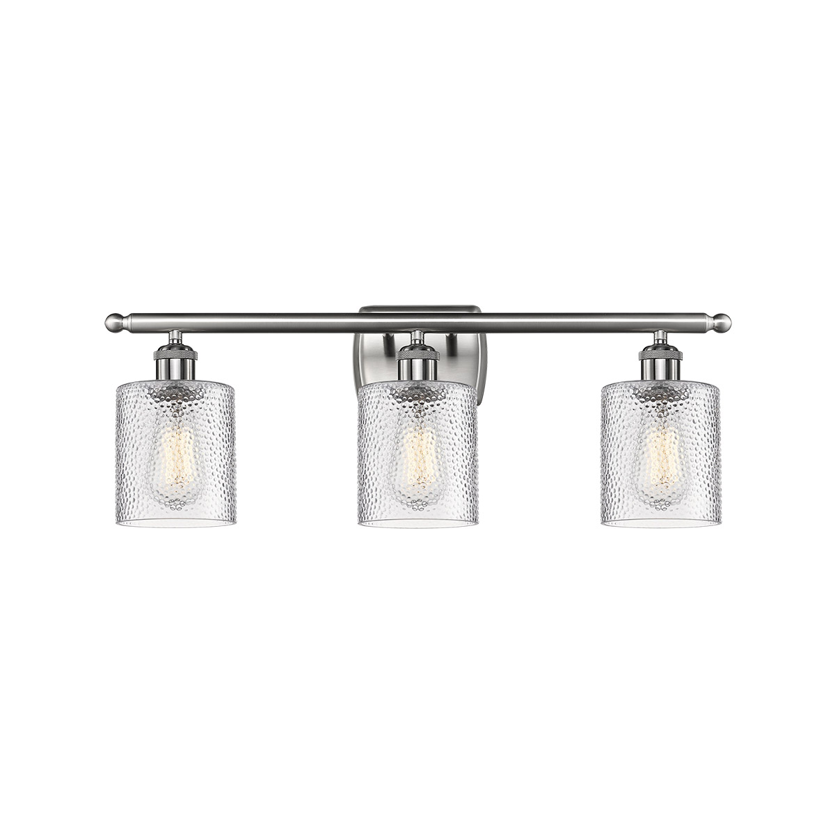 Innovations Lighting 516-3W-SN-G112 Ballston Cobbleskill 3 Light 26 inch Brushed Satin Nickel Bath Vanity Light Wall Light in Clear Glass, Ballston