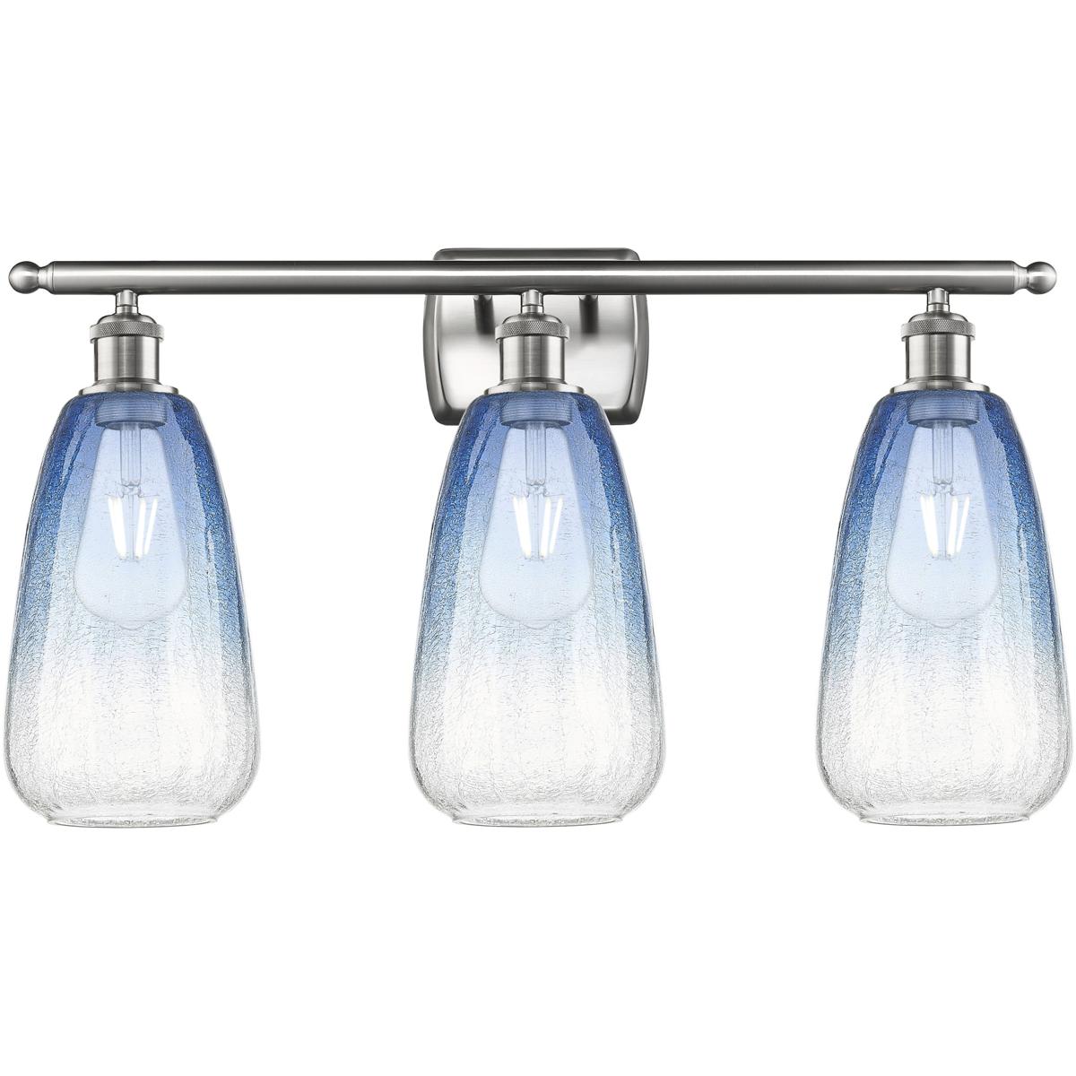 Innovations Lighting 516-3W-SN-G480-6SB Ballston Brookhaven Almond 3 Light 26 inch Brushed Satin Nickel Bath Vanity Light Wall Light in Sapphire Blue