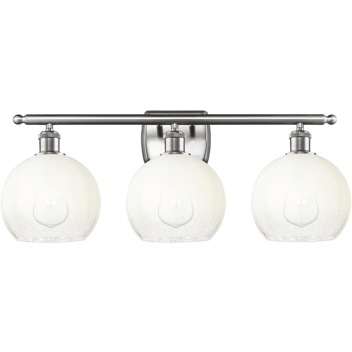 Innovations Lighting 516-3W-SN-G483-8OP Ballston Brookhaven Globe 3 Light 28 inch Brushed Satin Nickel Bath Vanity Light Wall Light in Opal Glass