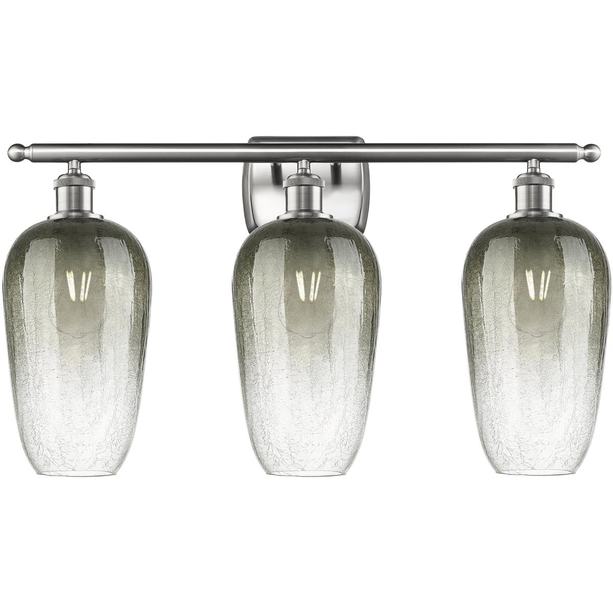 Innovations Lighting 516-3W-SN-G484-7SL Ballston Brookhaven Flute 3 Light 27 inch Brushed Satin Nickel Bath Vanity Light Wall Light in Slate Glass