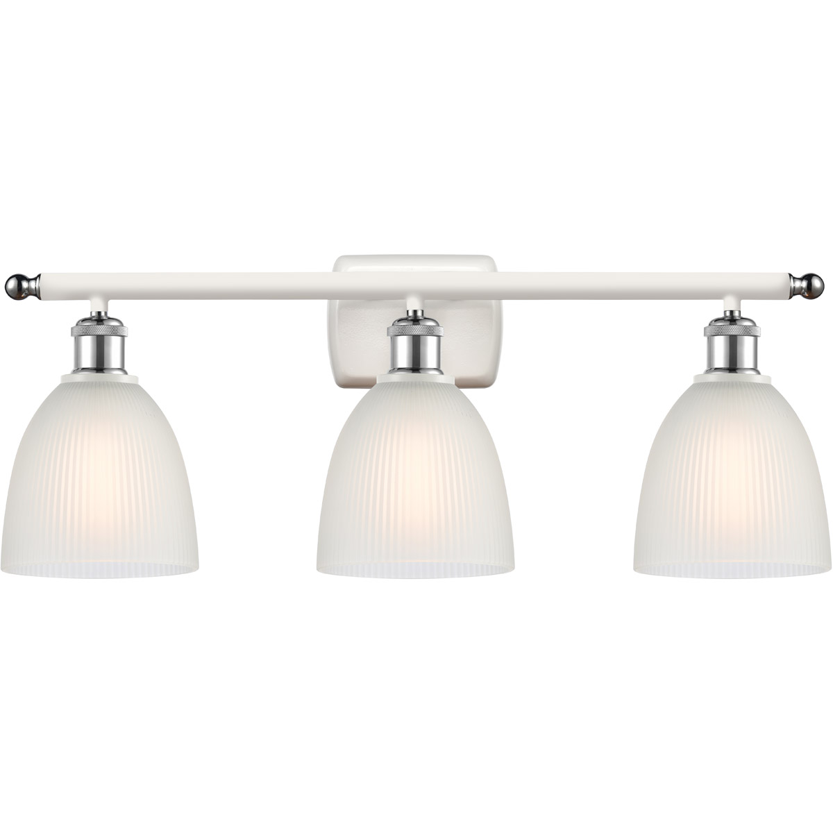 Innovations Lighting 516-3W-WPC-G381 Ballston Castile 3 Light 26 inch White and Polished Chrome Bath Vanity Light Wall Light in White Glass, Ballston