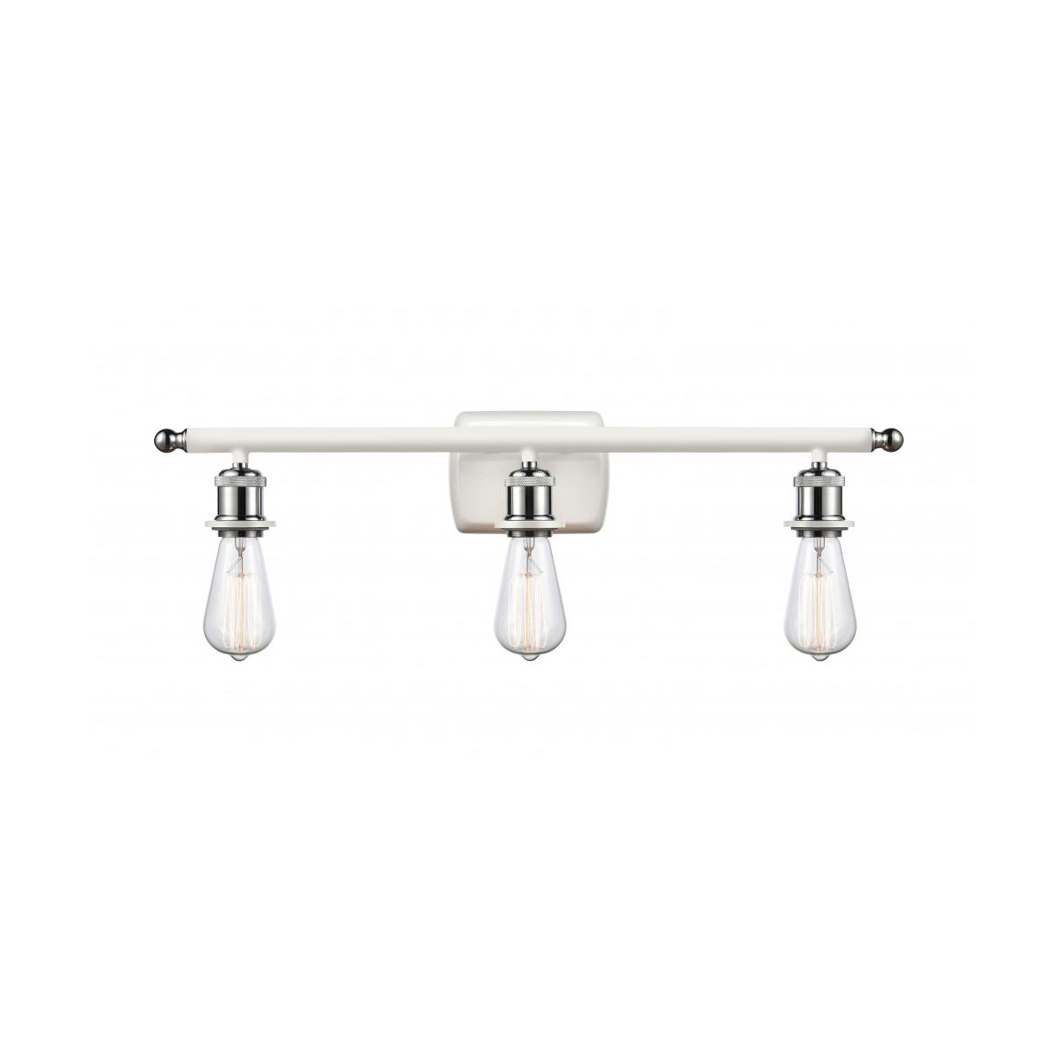 Innovations Lighting 516-3W-WPC Ballston Bare Bulb 3 Light 26 inch White and Polished Chrome Bath Vanity Light Wall Light, Ballston