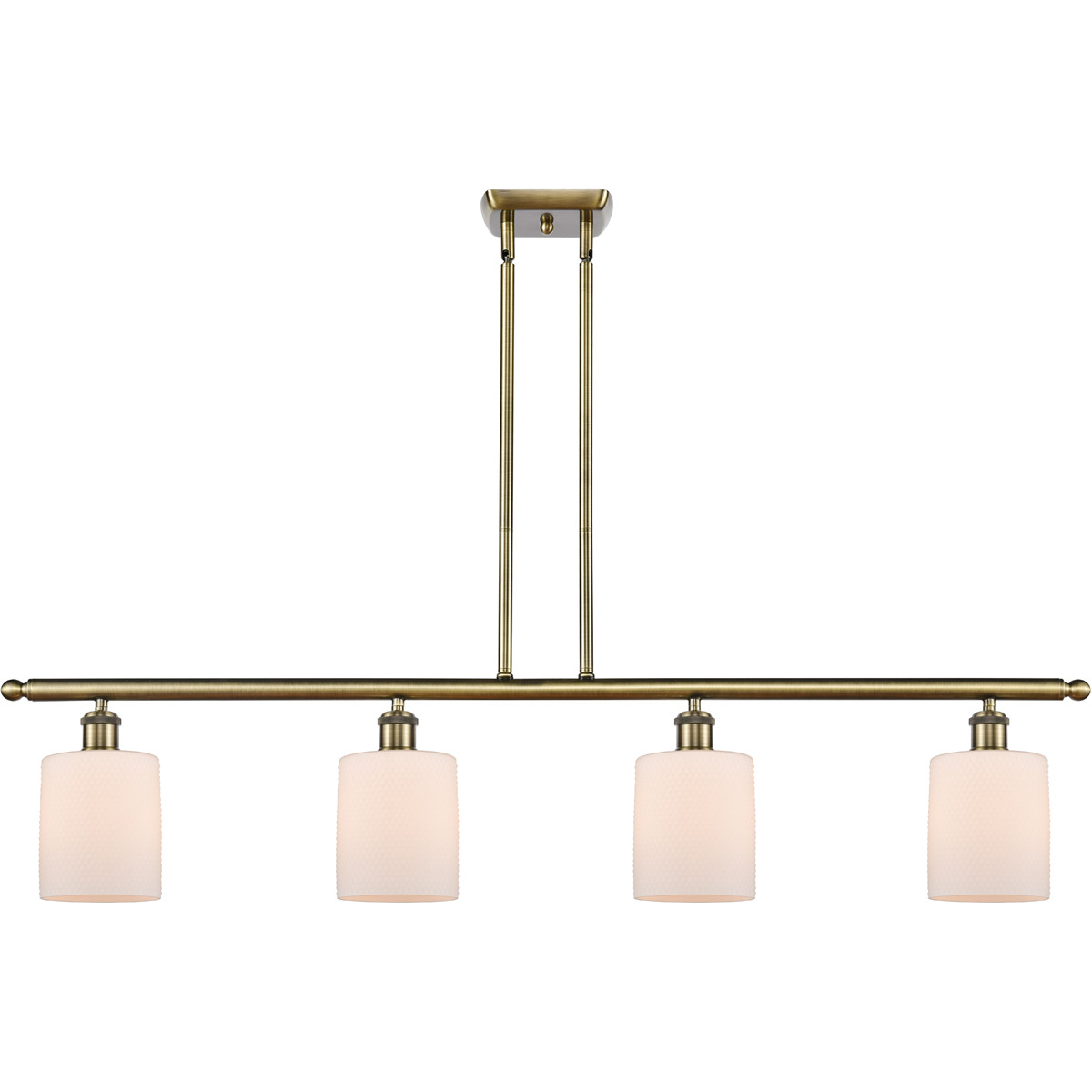 Innovations Lighting 516-4I-AB-G111 Ballston Cobbleskill 4 Light 48 inch Antique Brass Island Light Ceiling Light in Matte White Glass, Ballston