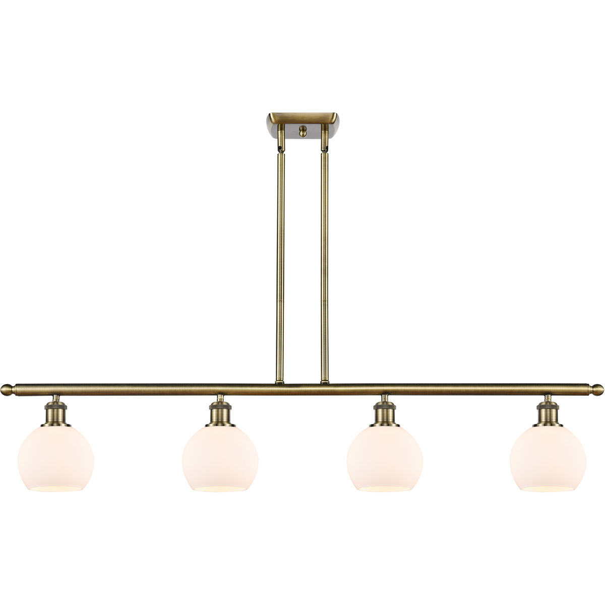 Innovations Lighting 516-4I-AB-G121-6 Ballston Athens 4 Light 48 inch Antique Brass Island Light Ceiling Light in Matte White Glass