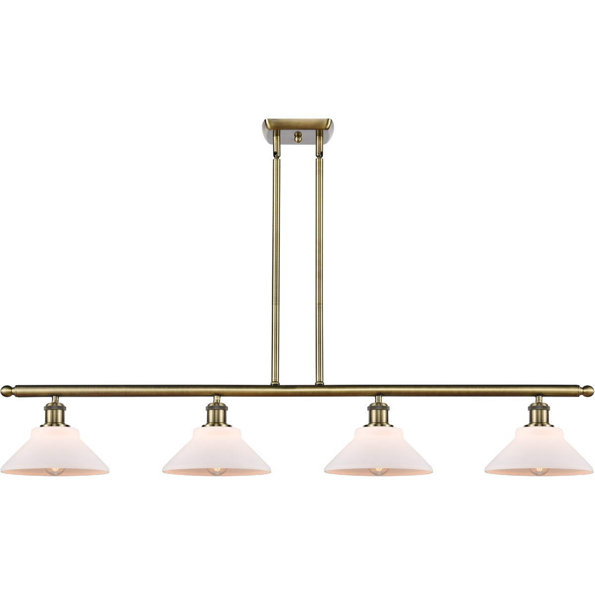 Innovations Lighting 516-4I-AB-G131 Ballston Orwell 4 Light 48 inch Antique Brass Island Light Ceiling Light in Matte White Glass, Ballston