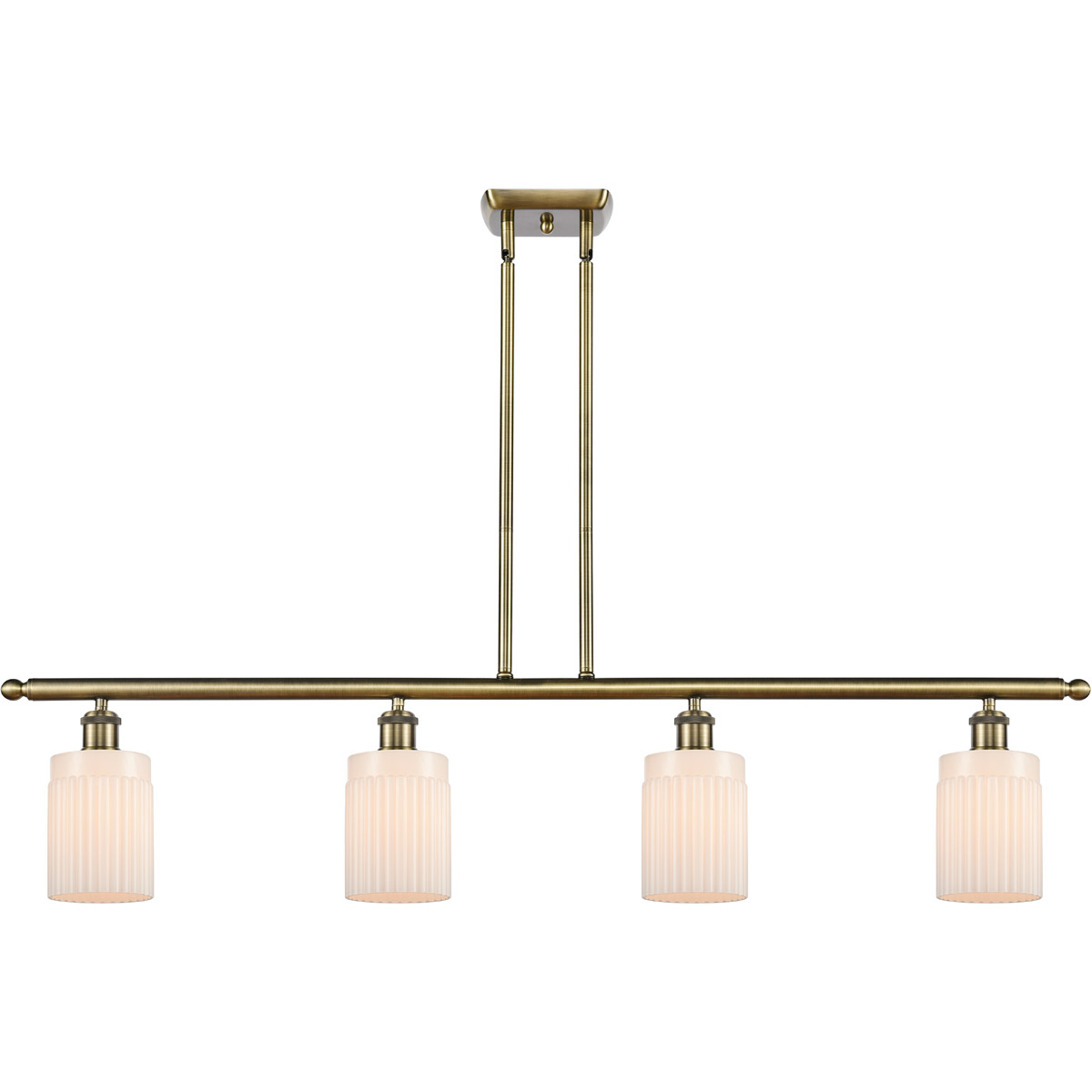 Innovations Lighting 516-4I-AB-G341 Ballston Hadley 4 Light 48 inch Antique Brass Island Light Ceiling Light in Matte White Glass, Ballston