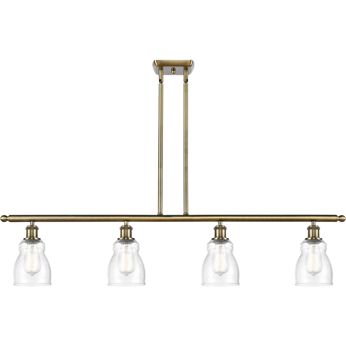 Innovations Lighting 516-4I-AB-G394 Ballston Ellery 4 Light 48 inch Antique Brass Island Light Ceiling Light in Seedy Glass, Ballston