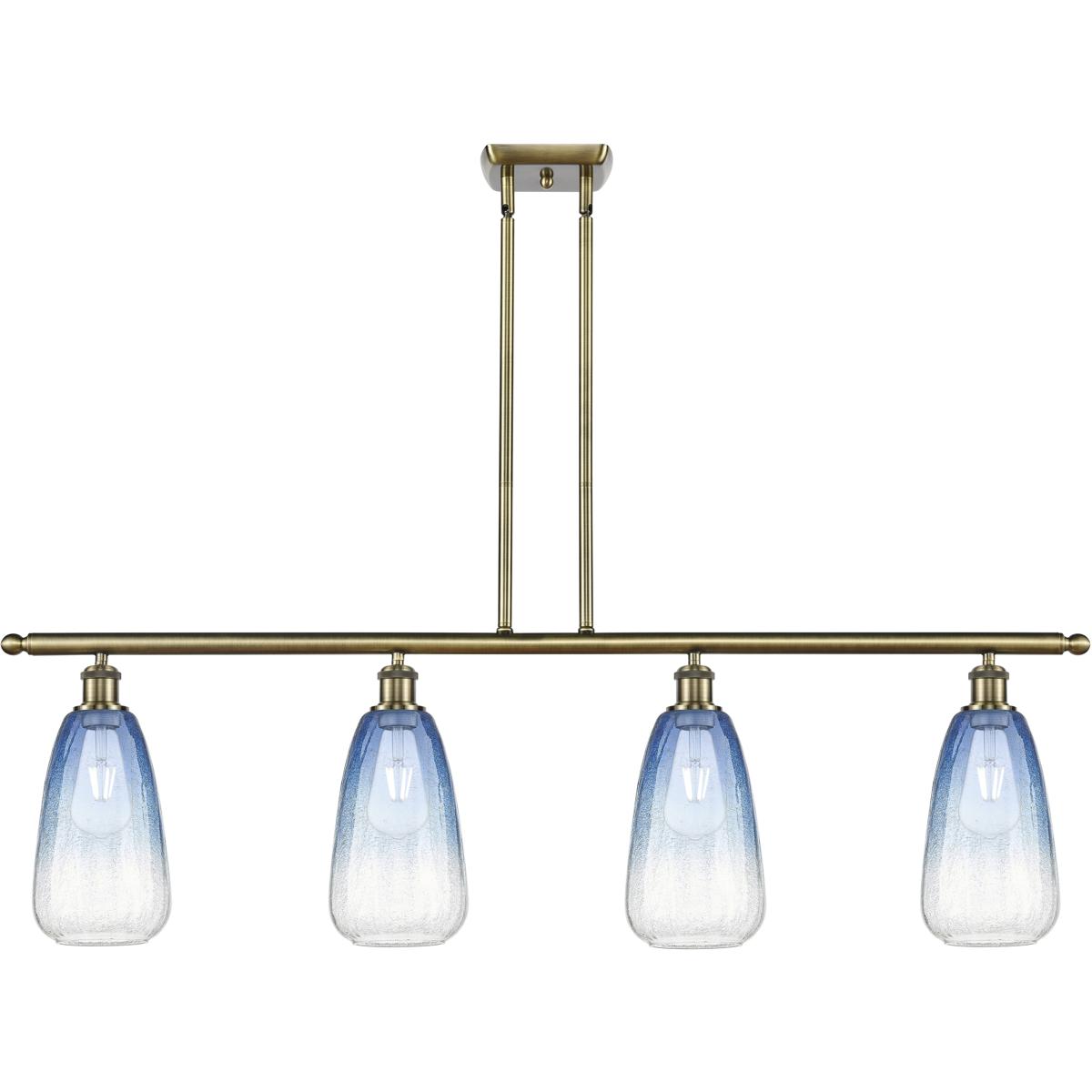 Innovations Lighting 516-4I-AB-G480-6SB Ballston Brookhaven Almond Island Light Ceiling Light in Antique Brass, Sapphire Blue Glass