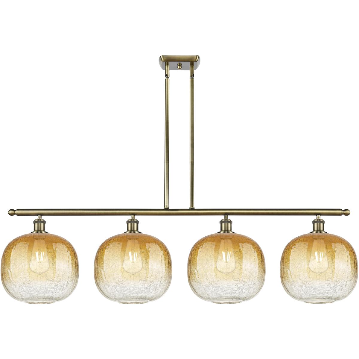 Innovations Lighting 516-4I-AB-G481-10AM Ballston Brookhaven Sphere Island Light Ceiling Light in Antique Brass, Amber Glass