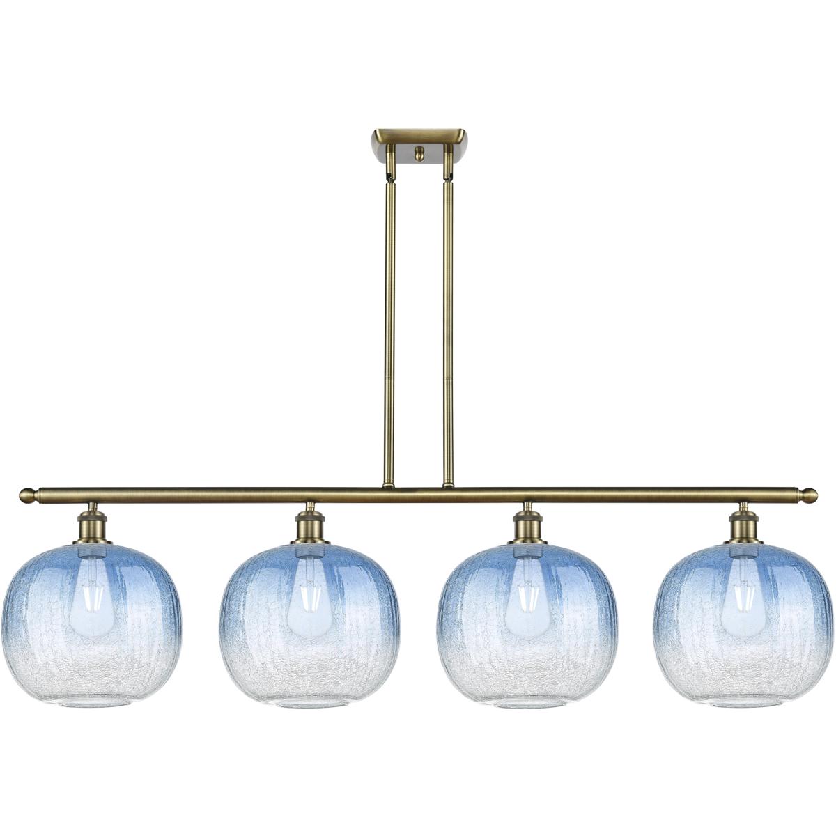 Innovations Lighting 516-4I-AB-G481-10SB Ballston Brookhaven Sphere Island Light Ceiling Light in Antique Brass, Sapphire Blue Glass