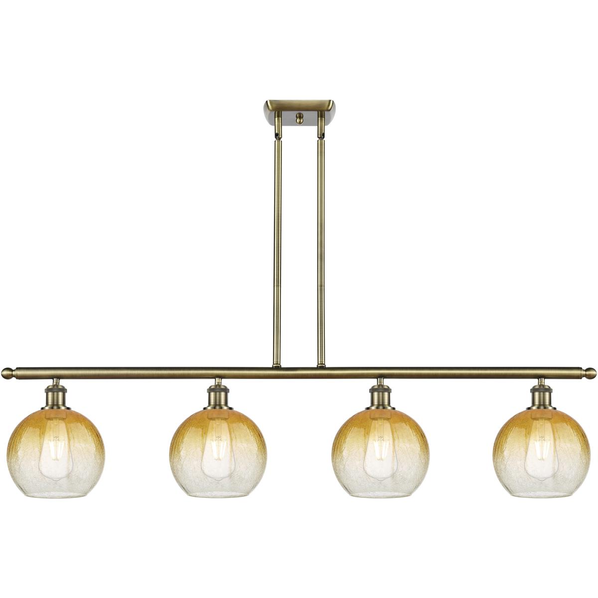 Innovations Lighting 516-4I-AB-G483-8AM Ballston Brookhaven Globe Island Light Ceiling Light in Antique Brass, Amber Glass