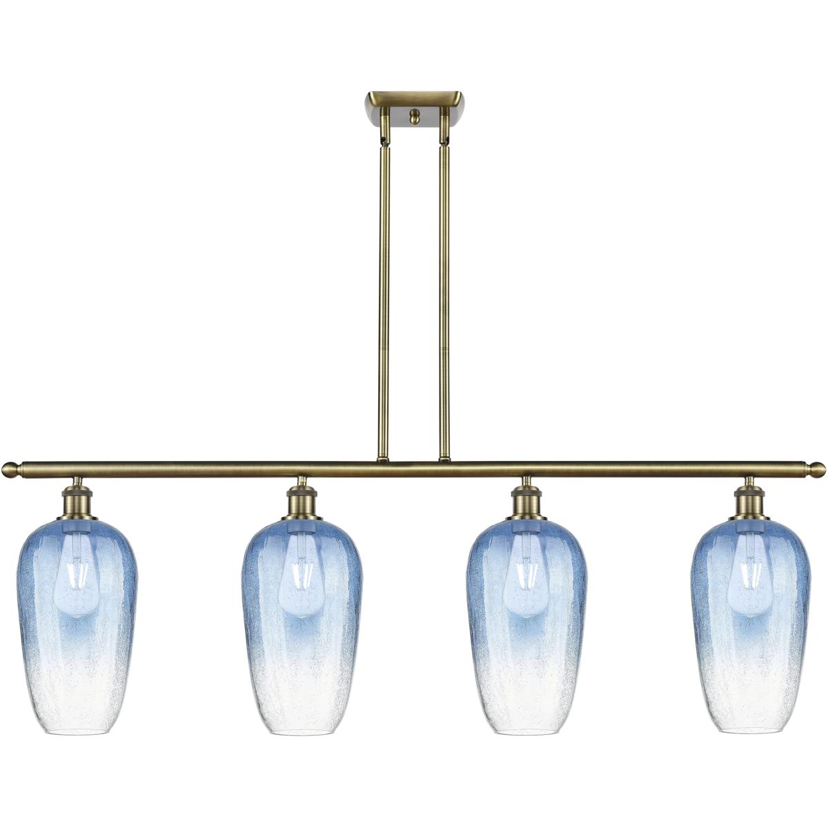 Innovations Lighting 516-4I-AB-G484-7SB Ballston Brookhaven Flute Island Light Ceiling Light in Antique Brass, Sapphire Blue Glass