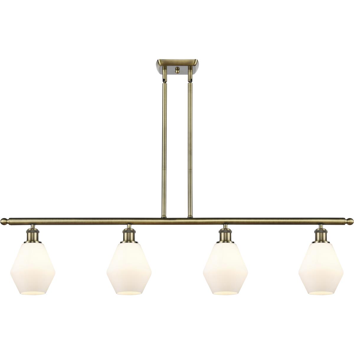 Innovations Lighting 516-4I-AB-G651-6 Ballston Cindyrella 4 Light 48 inch Antique Brass Island Light Ceiling Light in Incandescent, Matte White Glass