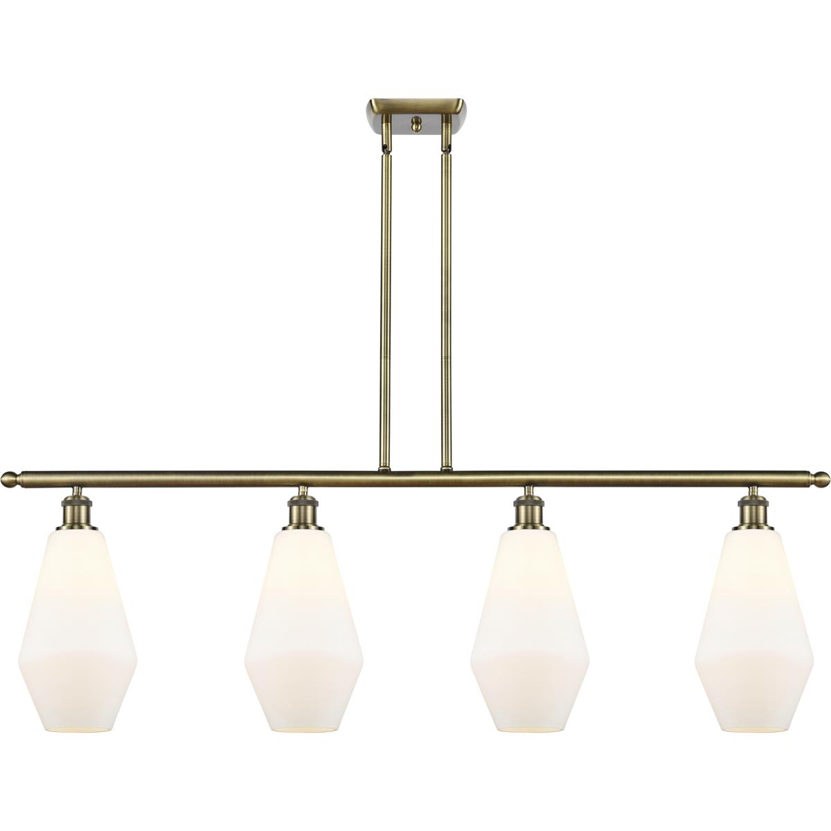 Innovations Lighting 516-4I-AB-G651-7 Ballston Cindyrella 4 Light 48 inch Antique Brass Island Light Ceiling Light in Incandescent, Matte White Glass