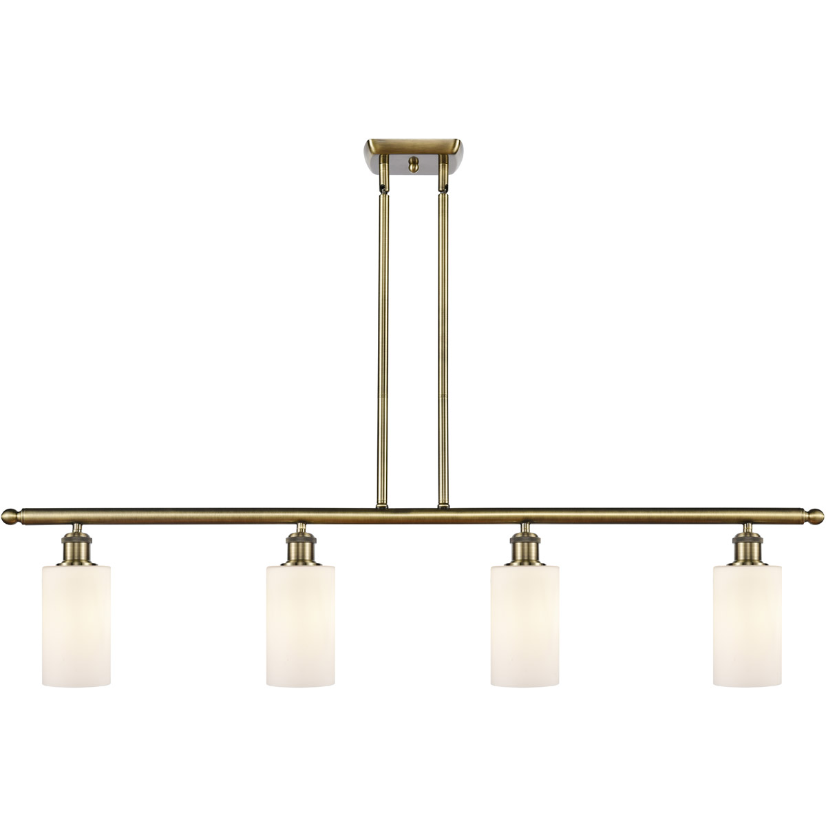 Innovations Lighting 516-4I-AB-G801 Ballston Clymer 4 Light 48 inch Antique Brass Island Light Ceiling Light in Matte White Glass, Ballston