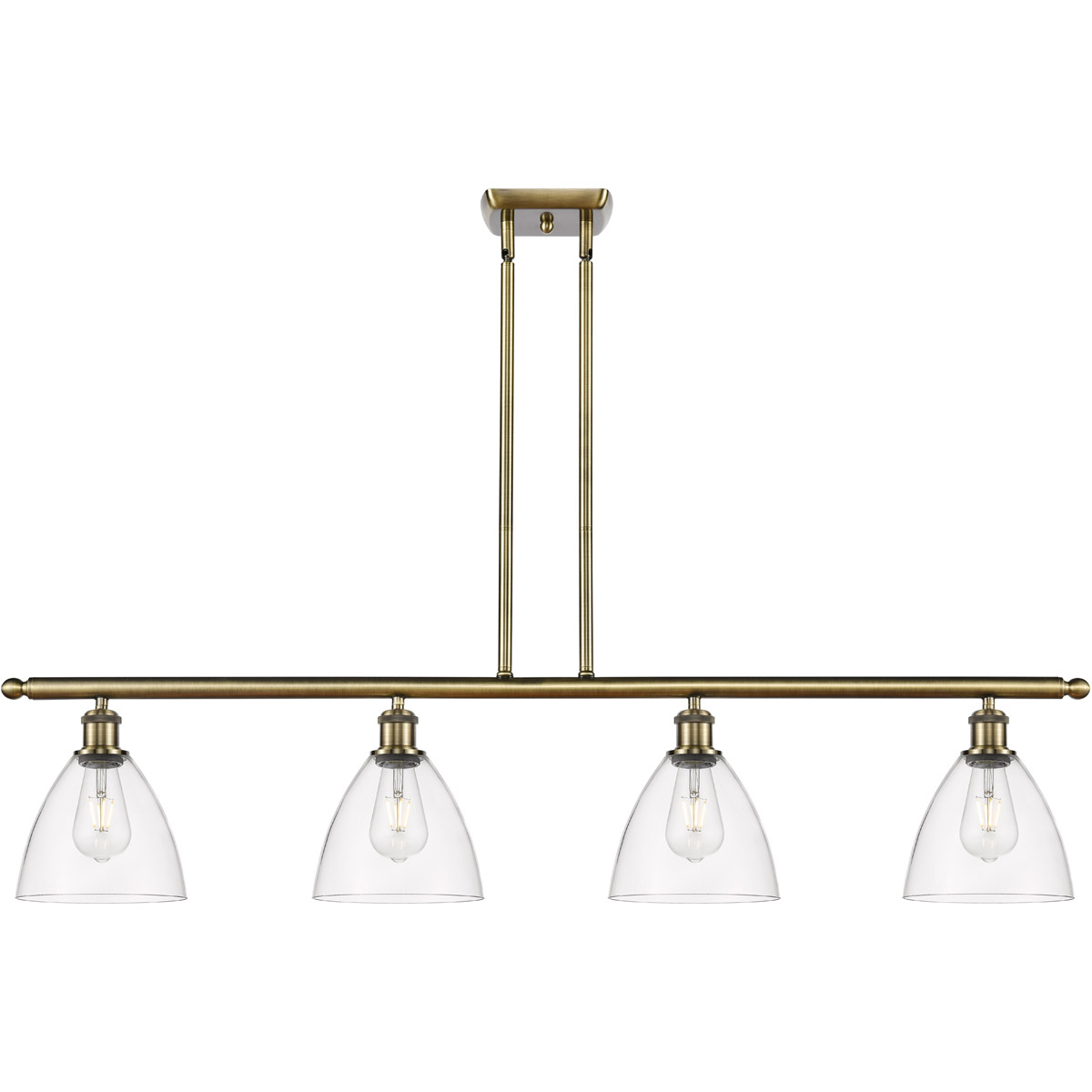 Innovations Lighting Bruno Marashlian Ballston Dome 48 Inch 4 Light Linear Suspension Light Ballston Dome - 516-4I-AB-GBD-752 - Modern Contemporary