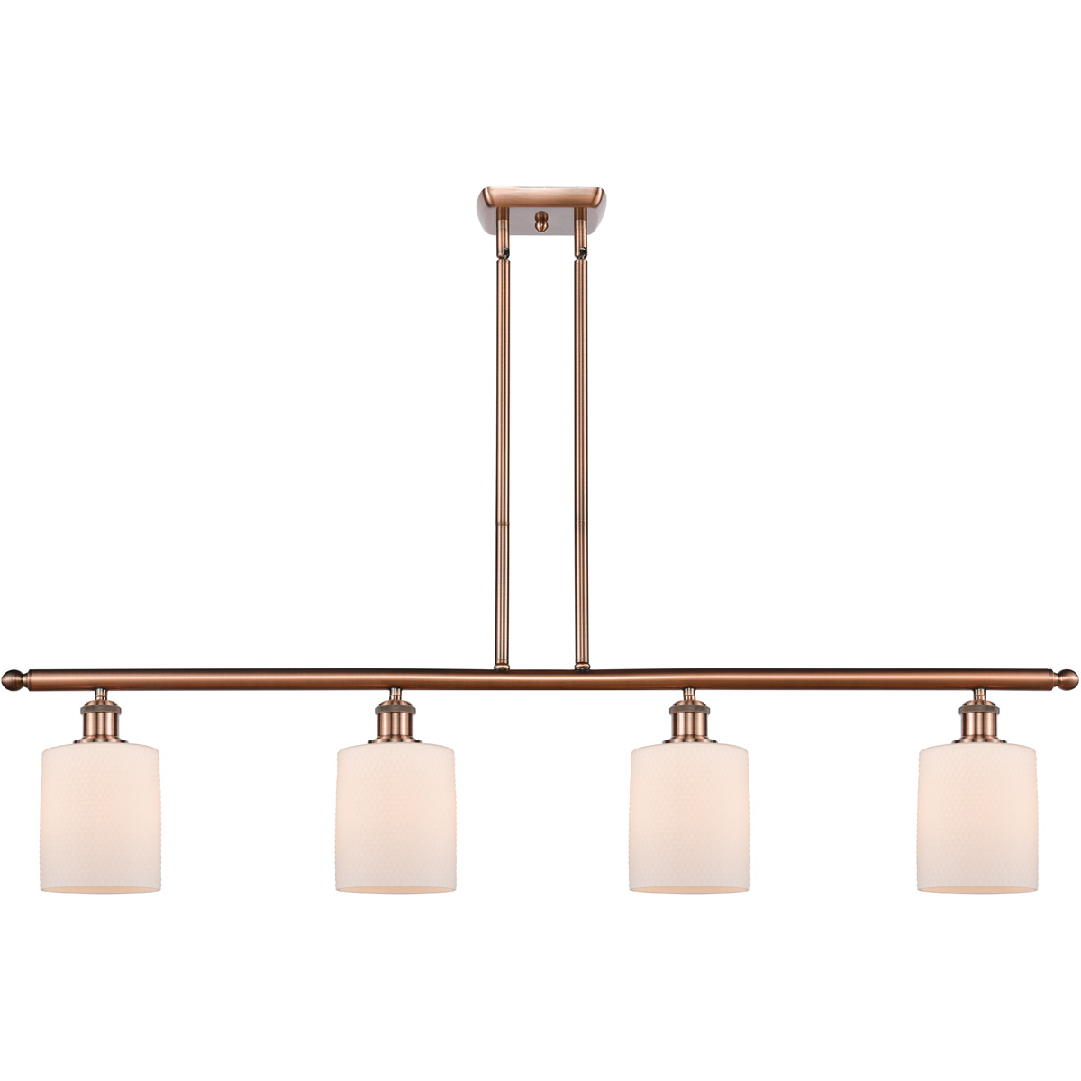 Innovations Lighting 516-4I-AC-G111 Ballston Cobbleskill 4 Light 48 inch Antique Copper Island Light Ceiling Light in Matte White Glass, Ballston