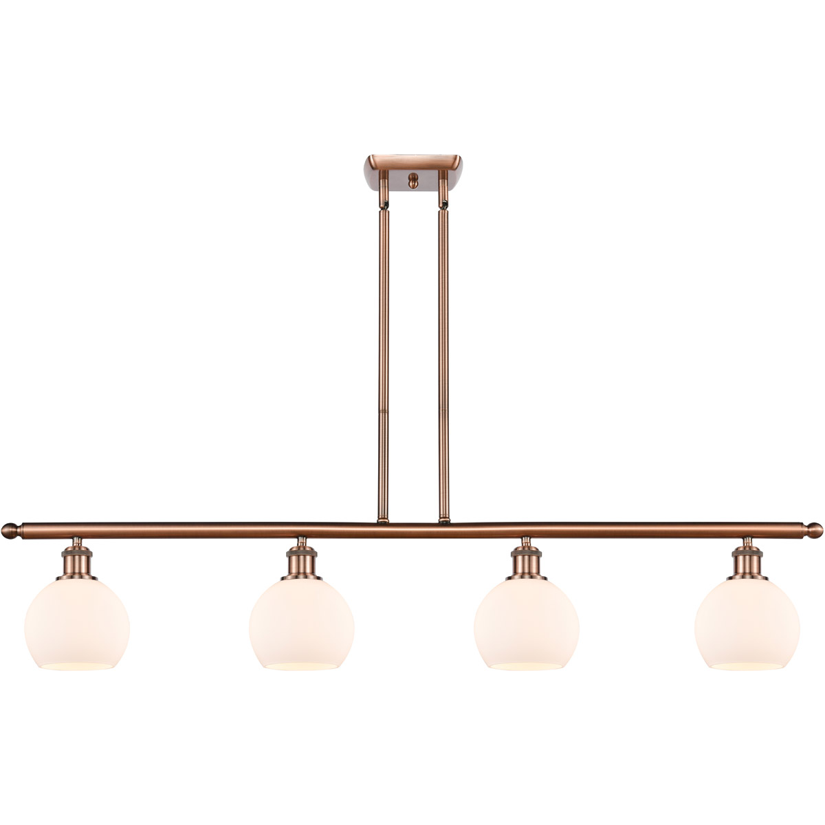 Innovations Lighting 516-4I-AC-G121-6 Ballston Athens 4 Light 48 inch Antique Copper Island Light Ceiling Light in Matte White Glass