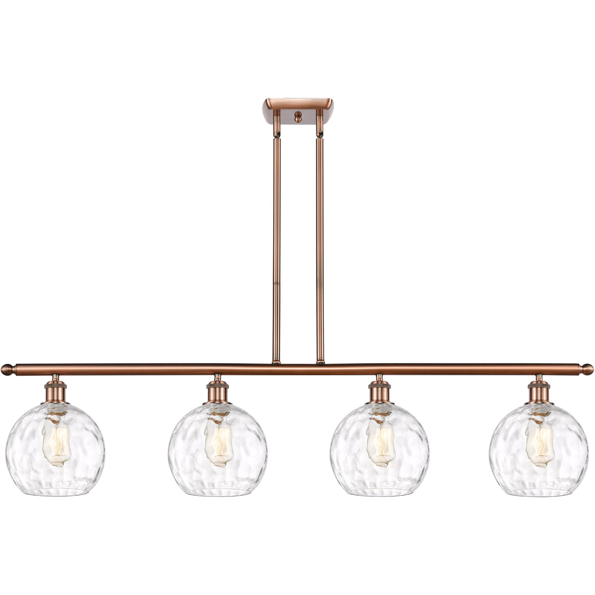 Innovations Lighting 516-4I-AC-G1215-8 Ballston Athens Water Glass 4 Light 48 inch Antique Copper Island Light Ceiling Light