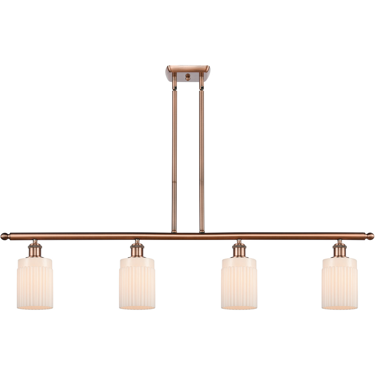 Innovations Lighting 516-4I-AC-G341 Ballston Hadley 4 Light 48 inch Antique Copper Island Light Ceiling Light in Matte White Glass, Ballston
