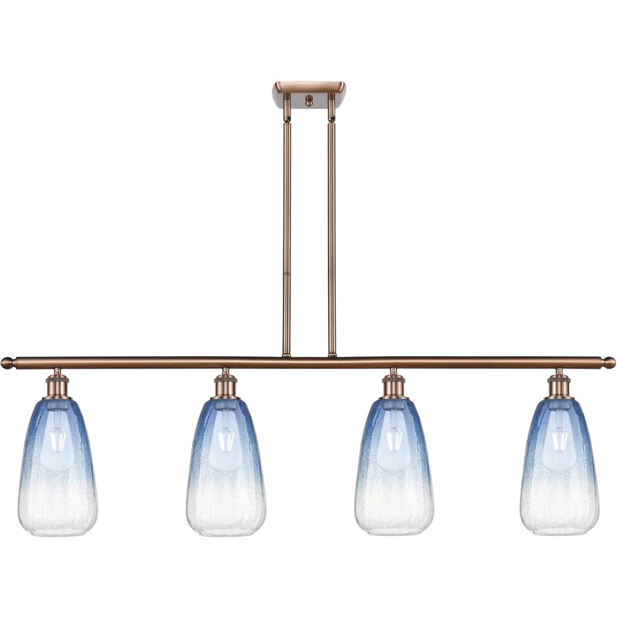 Innovations Lighting 516-4I-AC-G480-6SB Ballston Brookhaven Almond Island Light Ceiling Light in Antique Copper, Sapphire Blue Glass