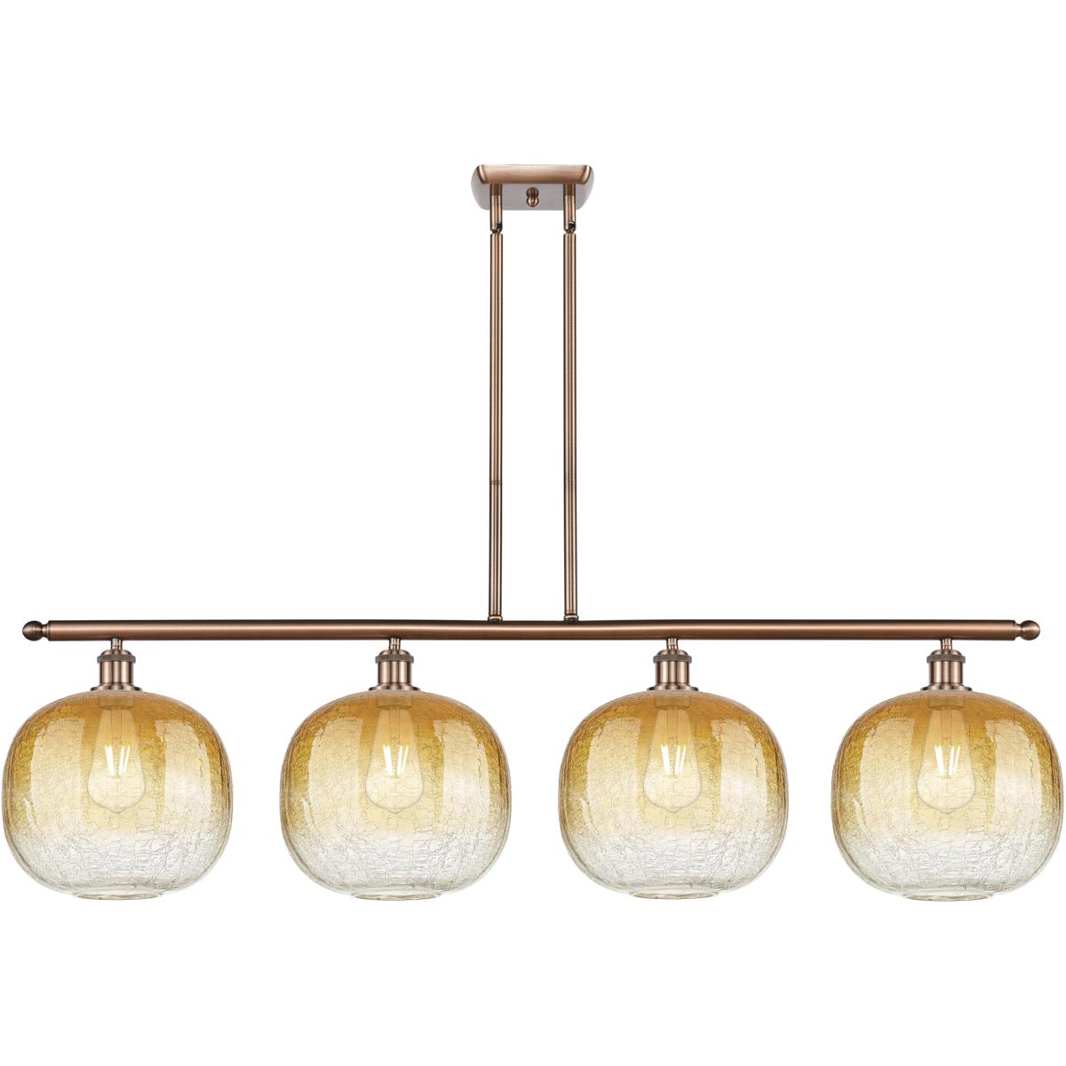 Innovations Lighting 516-4I-AC-G481-10AM Ballston Brookhaven Sphere Island Light Ceiling Light in Antique Copper, Amber Glass